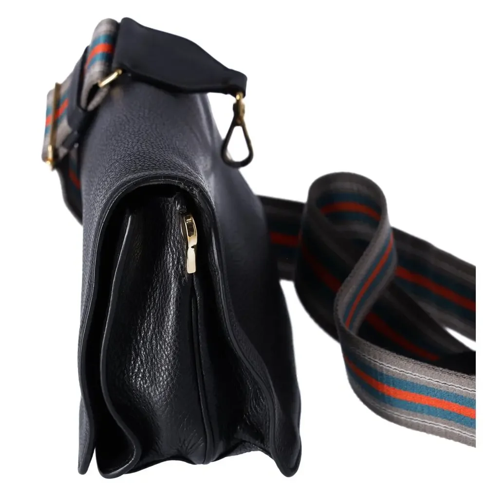 PRADA Vitello Daino Flap Crossbody Bag Black Leather - Picture 2 of 11